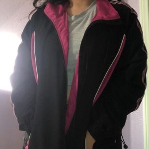 Women’s Black and Pink Athletic Windbreaker